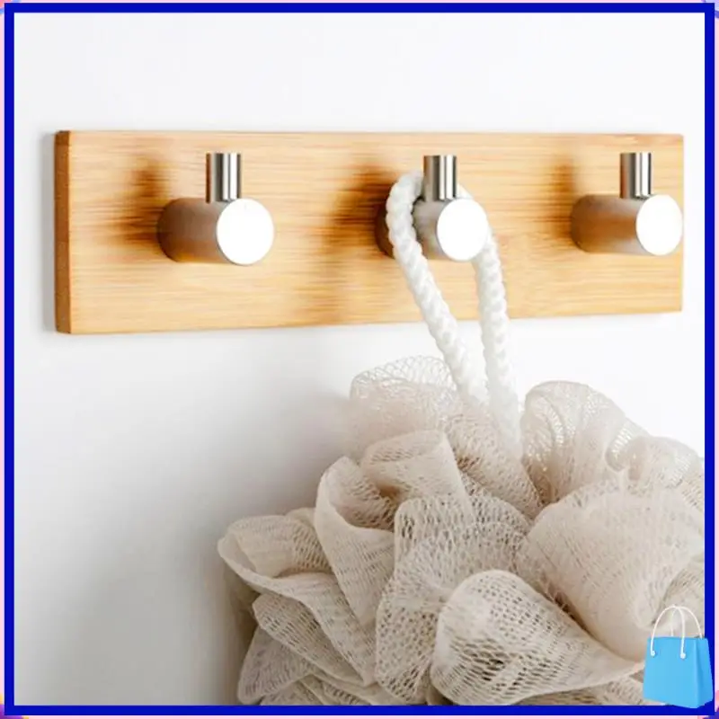 

Любимые деревянные вешалки для клиентов, самоклеящиеся настенные вешалки из нержавеющей стали, бамбовый крючок, пальто, зонтик, держатель для сумок для одежды