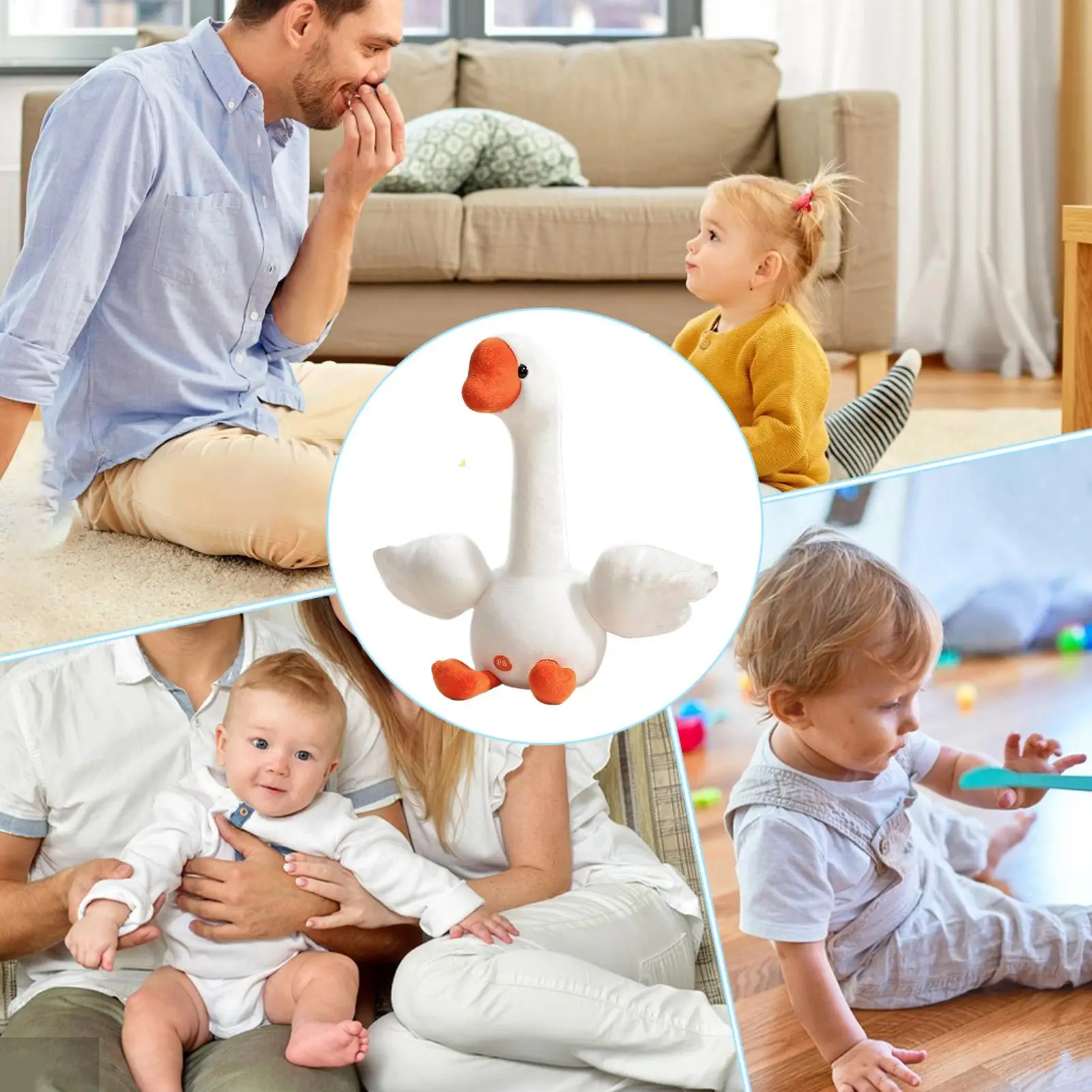 Elektroniczna pluszowa kaczka interaktywna zabawka z ukojenymi dźwiękami, miękka do przytulania, zabawa sensoryczna, prezent dla dzieci, chłopców i dziewczynek.