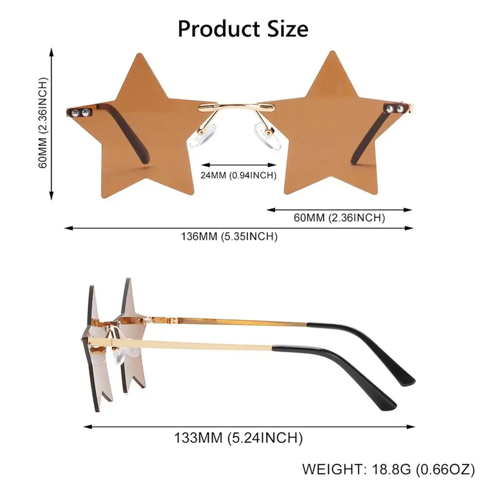 Ozdobne okulary świąteczne dla kobiet i mężczyzn Okulary przeciwsłoneczne Okulary imprezowe Okulary przeciwsłoneczne bez oprawek w kształcie gwiazdy