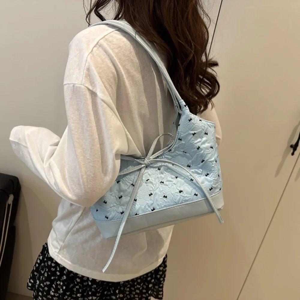 

Fashion French Bow Ribbon Shoulder Bag Y2K Sweet Underarm Bag Versatile Leisure Tote Bag Women