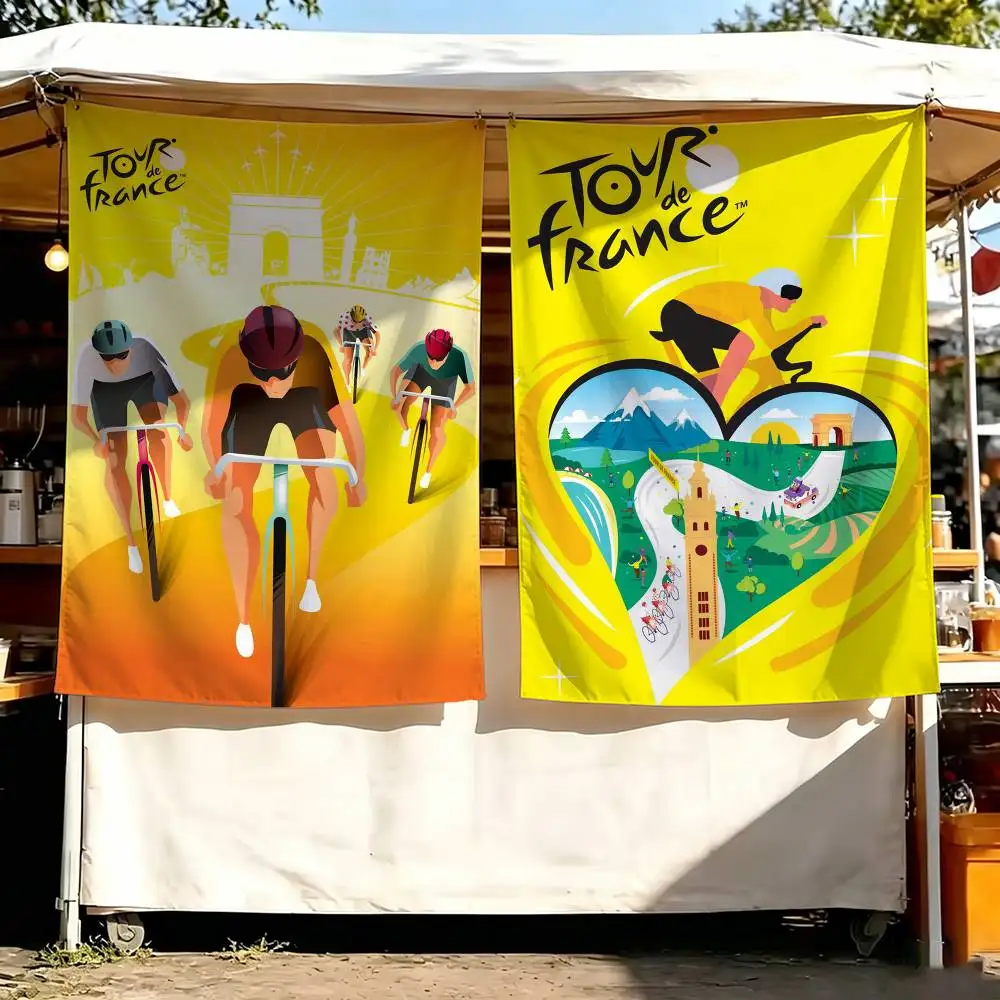 Sports Bike Cycling Tour De France Flag Digital Printing Banner for Garage Wall Out Door Decoration