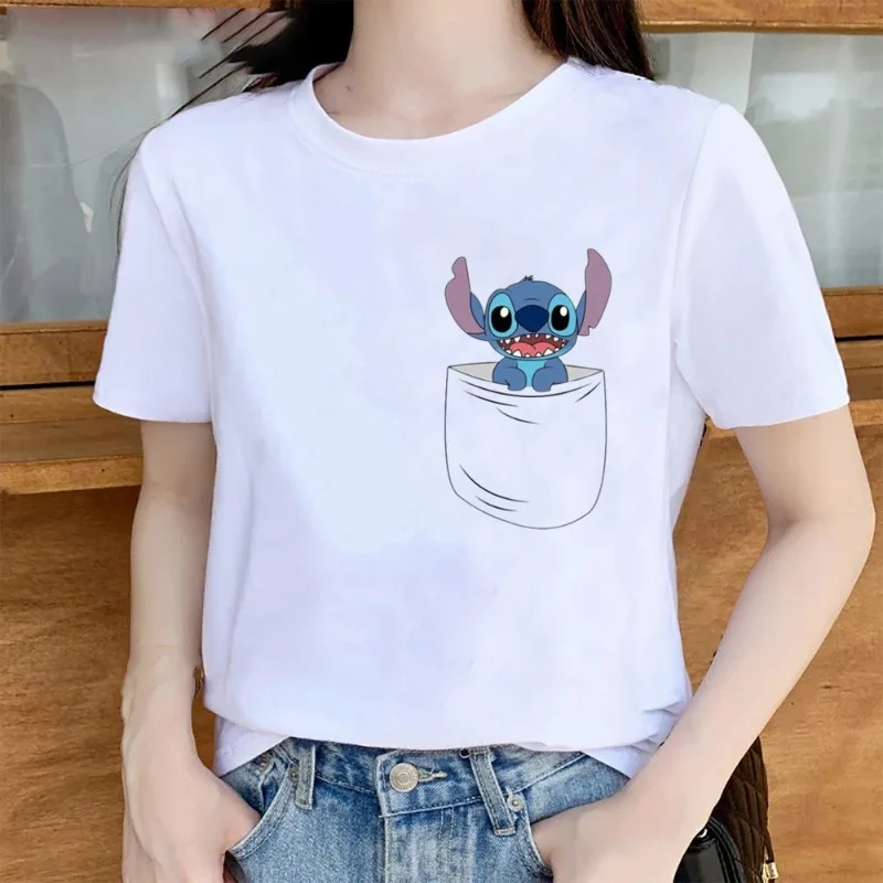 

MINISO Disney милая футболка с вышивкой мультфильм стежка модная футболка с коротким рукавом женская Harajuku Y2k хлопок тренд с коротким рукавом