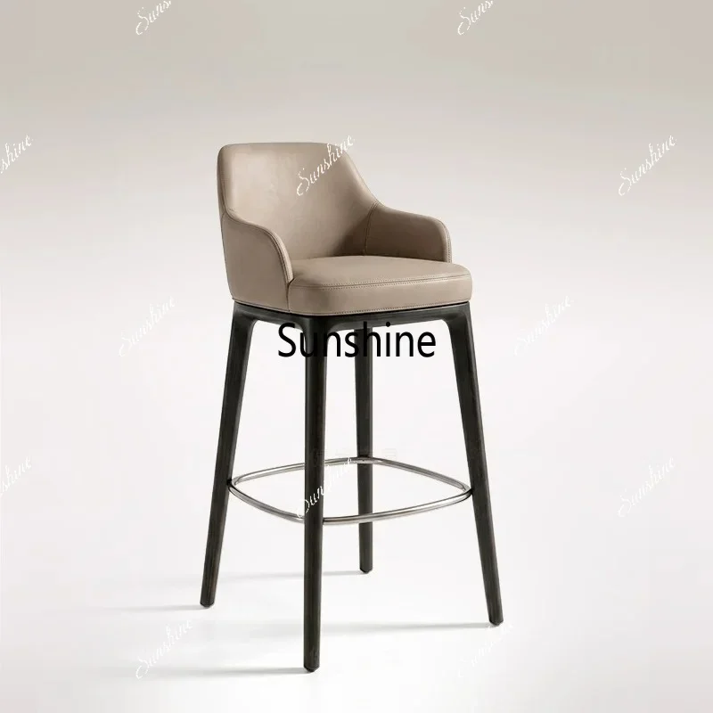 Solid wood bar chair Simple modern high stool Light luxury bar chairTJ