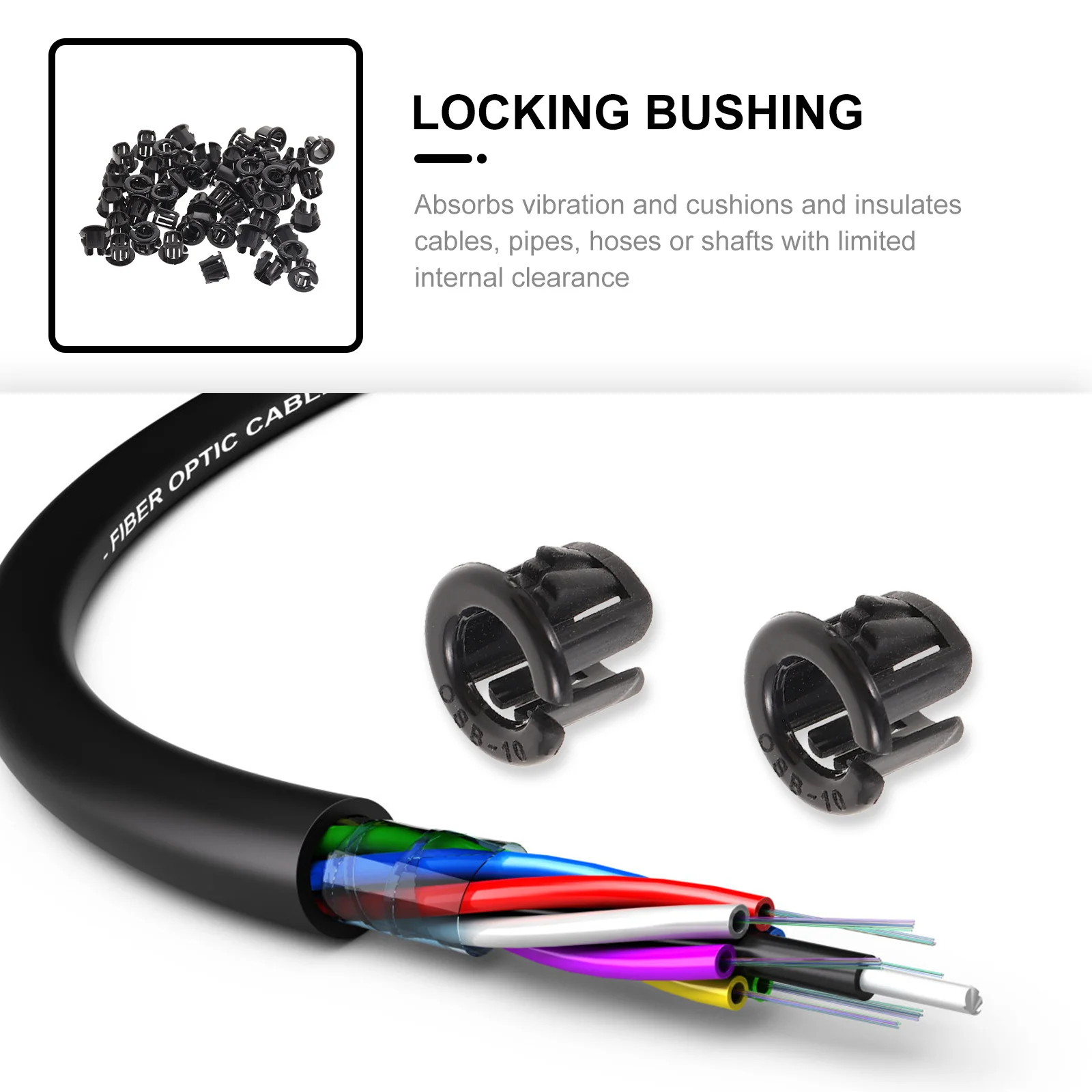 

50pcs Cable Snap Bushing Grommet Pa66 Wear Resistant Vibration Absorbing For Cables Pipes Hoses Panel Locking Hole Plug Round