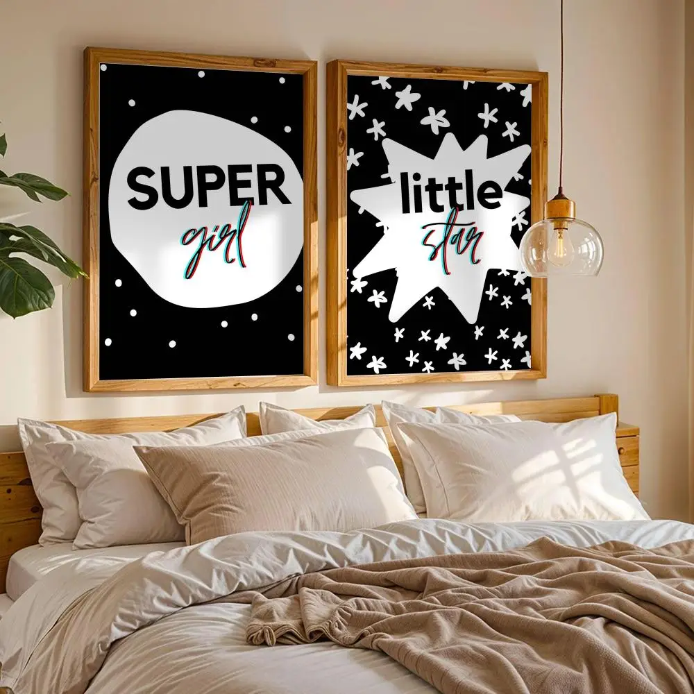Super Girl Painting Calligraphy Canvas Painting Art for Bedroom Living Room Home Decor Wall Decoration Decals Gift