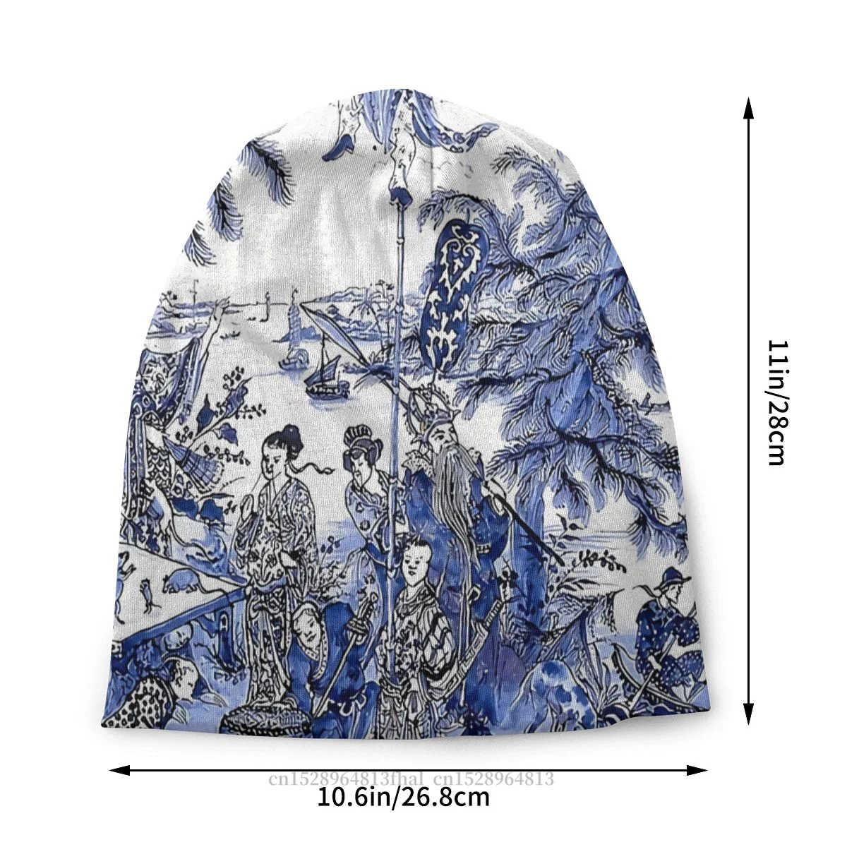 China Style Outdoor Hats Chinoiserie Blue Landscape Scene Thin Hat Bonnet Hipster Skullies Beanies Caps Men Women's Earmuffs