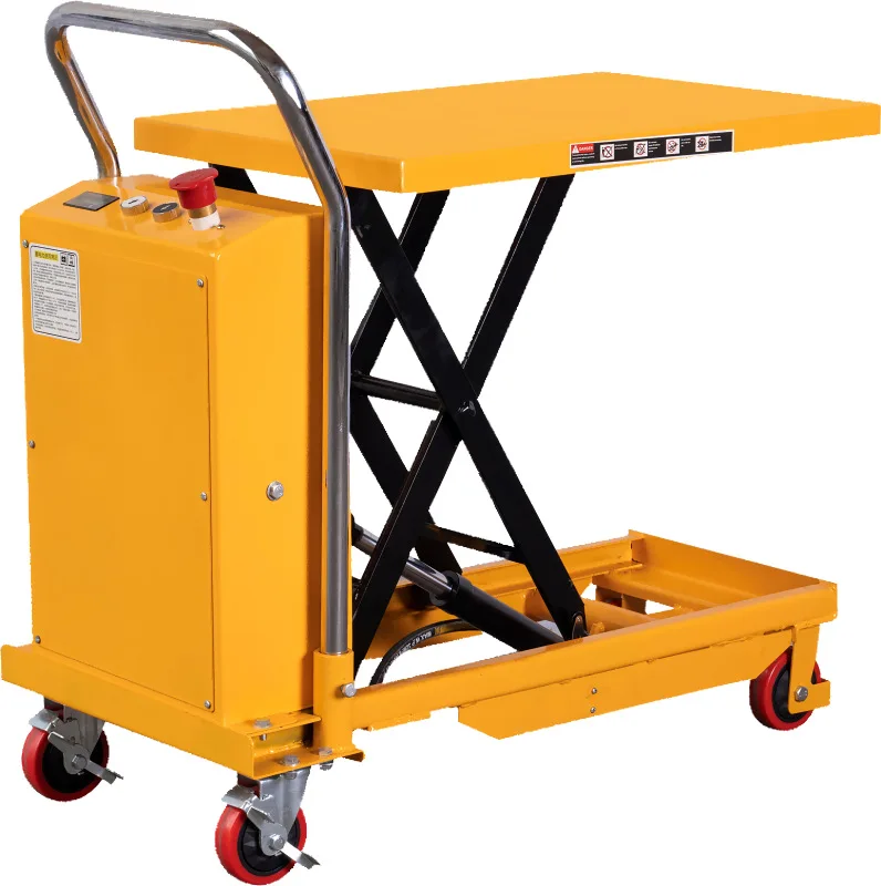 

Customized 500KG hand push semi-electric mobile lifting platform car scissor hydraulic lift