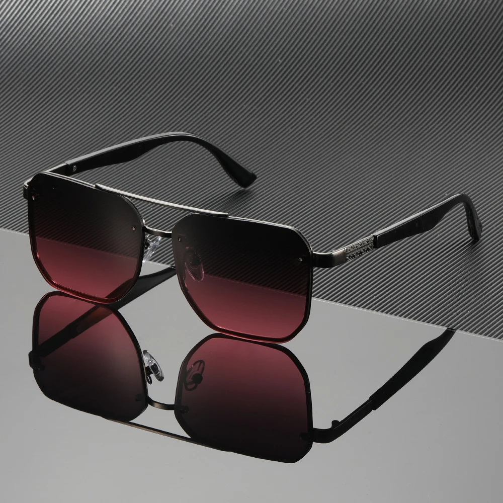 قطعة واحدة من النظارات الشمسية ذات الشعاع المزدوج للرجال والنساء، إطار معدني متدرج اللون #4