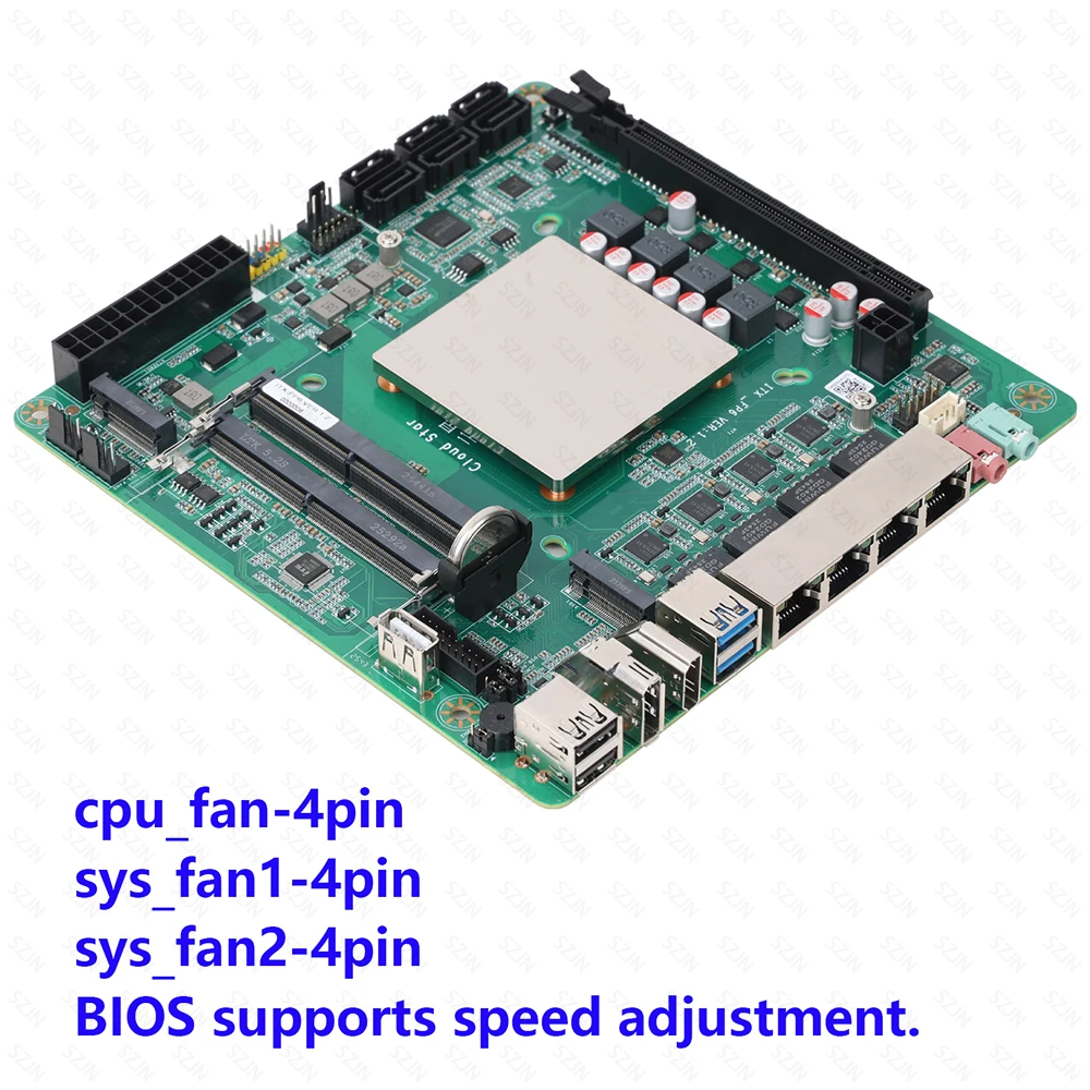 AIO FP6 Nas Set ITX Motherboard Onboard R5-5625U Support 2*DDR4 Max 64GB 4*2.5G I226-V 2*M.2-NVME 6*SATA3.0 PCIE3.0 view 4
