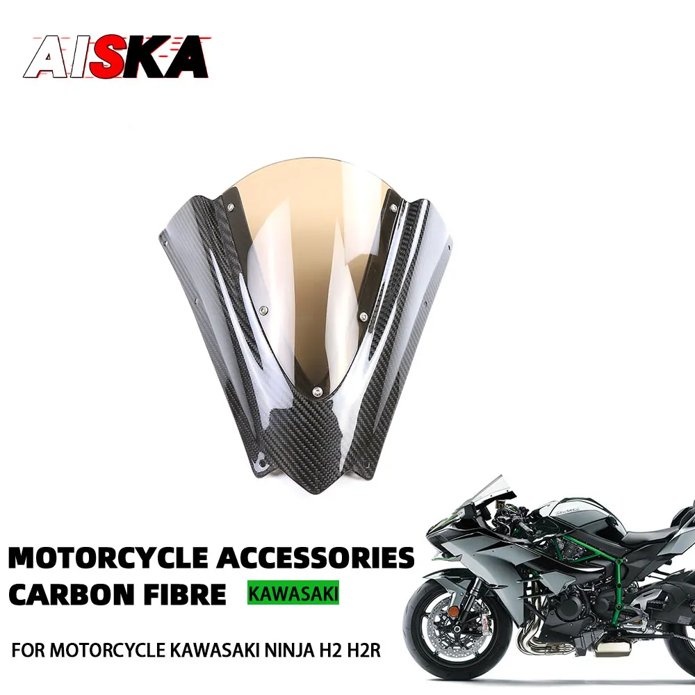 

For KAWASAKI NINJA H2 H2R 2015 - 2024 Wind Shield Windscreen 100% Carbon Fiber Motorcycle Accessories Wind Deflector Fairing