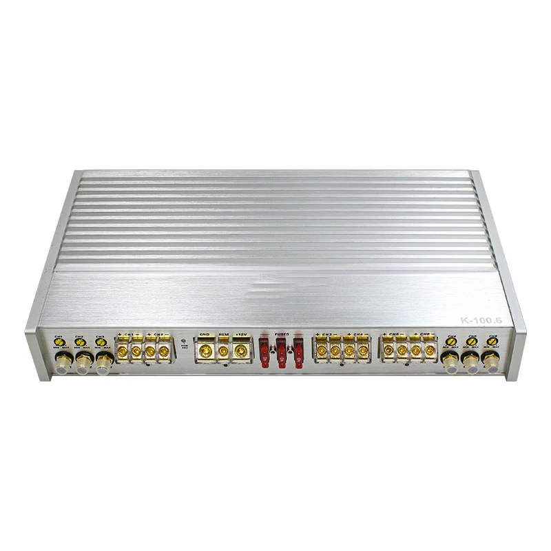 Amplificador de Audio para Auto de 6*100W, Modificación de Sistema de Audio, Amplificador de Seis Canales de Alta Potencia Nivel AB, Accesorios para Sistema de Audio de Auto