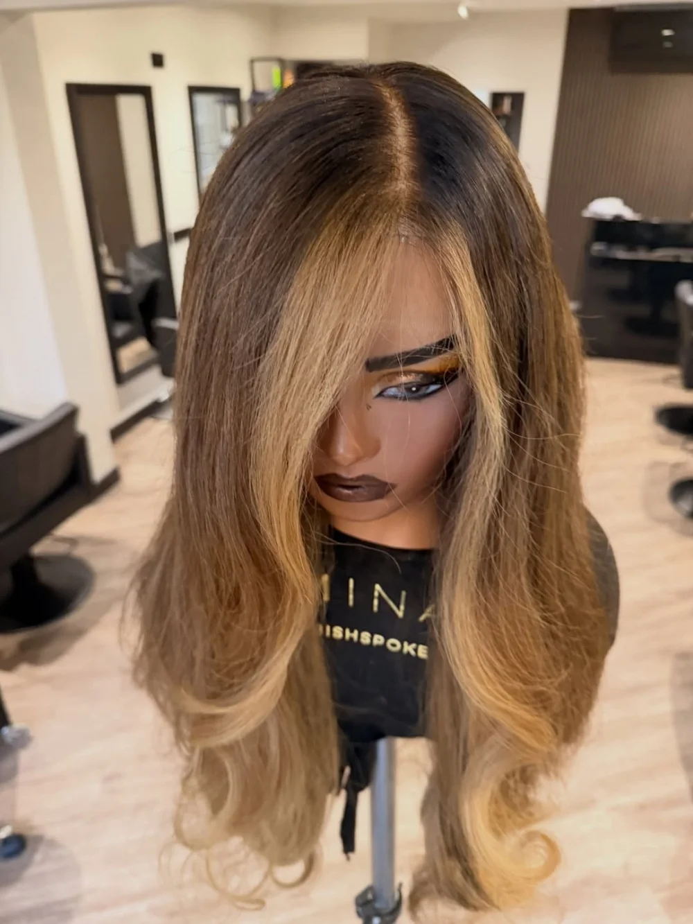 13x4 HD Highlight Lace Frontal Wig Blend Human Hair Honey Blonde Body Wave Lace Front Wigs For Women Glueless Wigs Pre Plucked