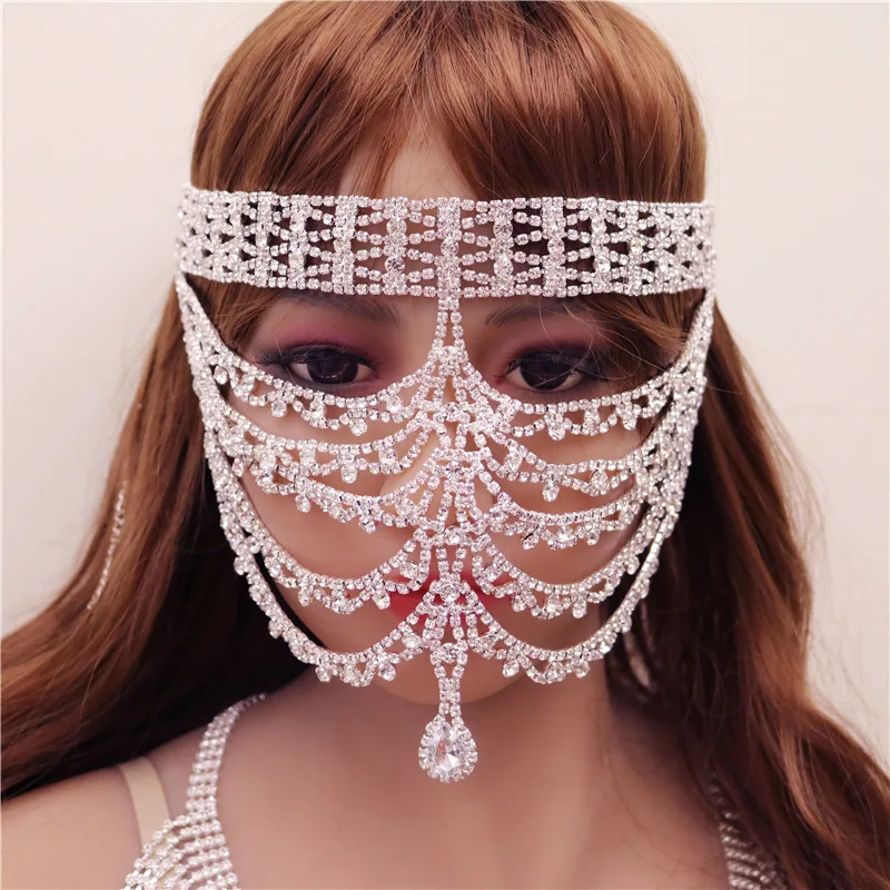 Body jewelry Sexy Crystal Mask Birthday Dinner Props High-end Hot-selling Face Decoration Party Fashion Female Euro-American