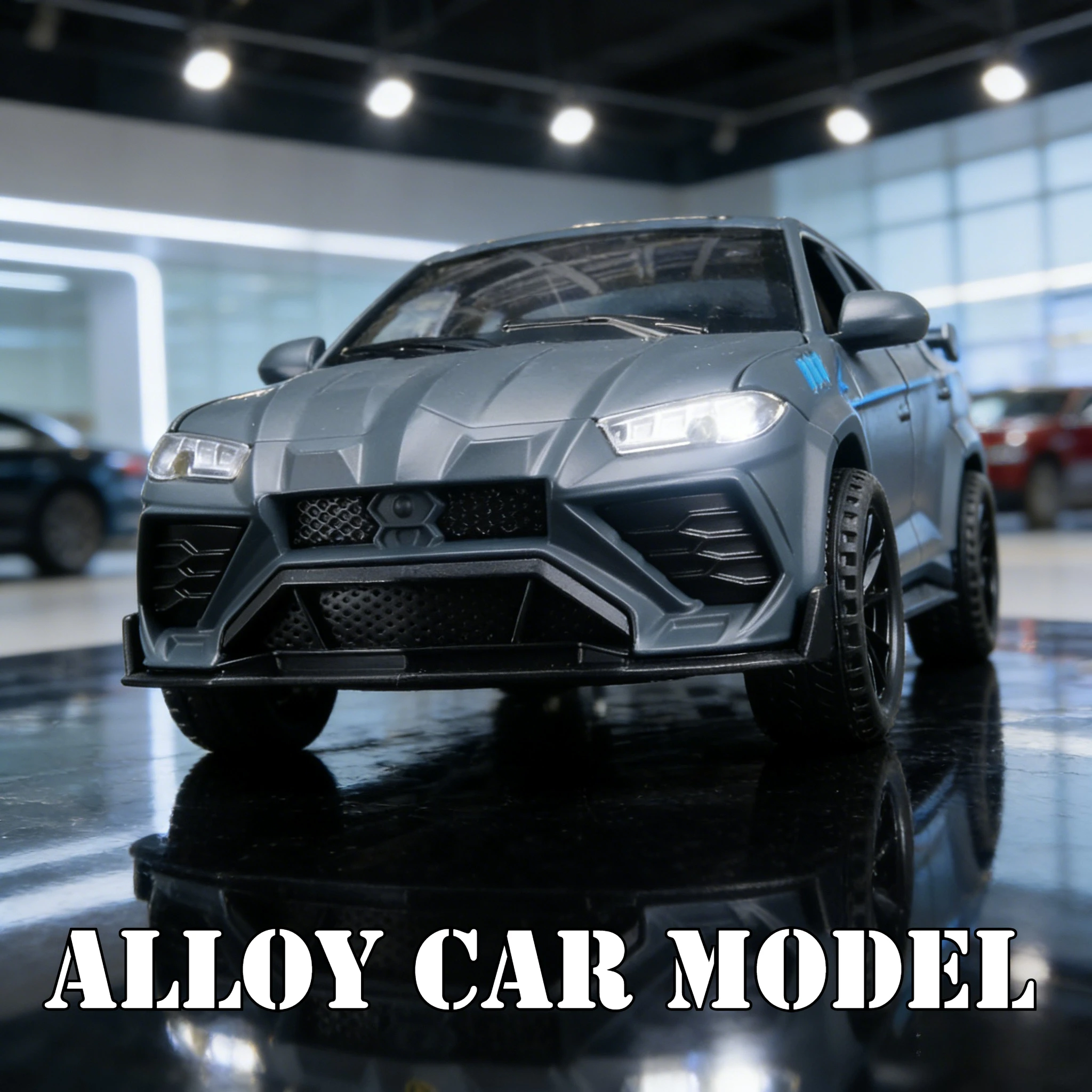 Para modelo de coche de aleación Lamborghini urus 1:32, adorno con sonido y luz, puerta de juguete de rebote de metal y maletero del capó del motor se puede abrir