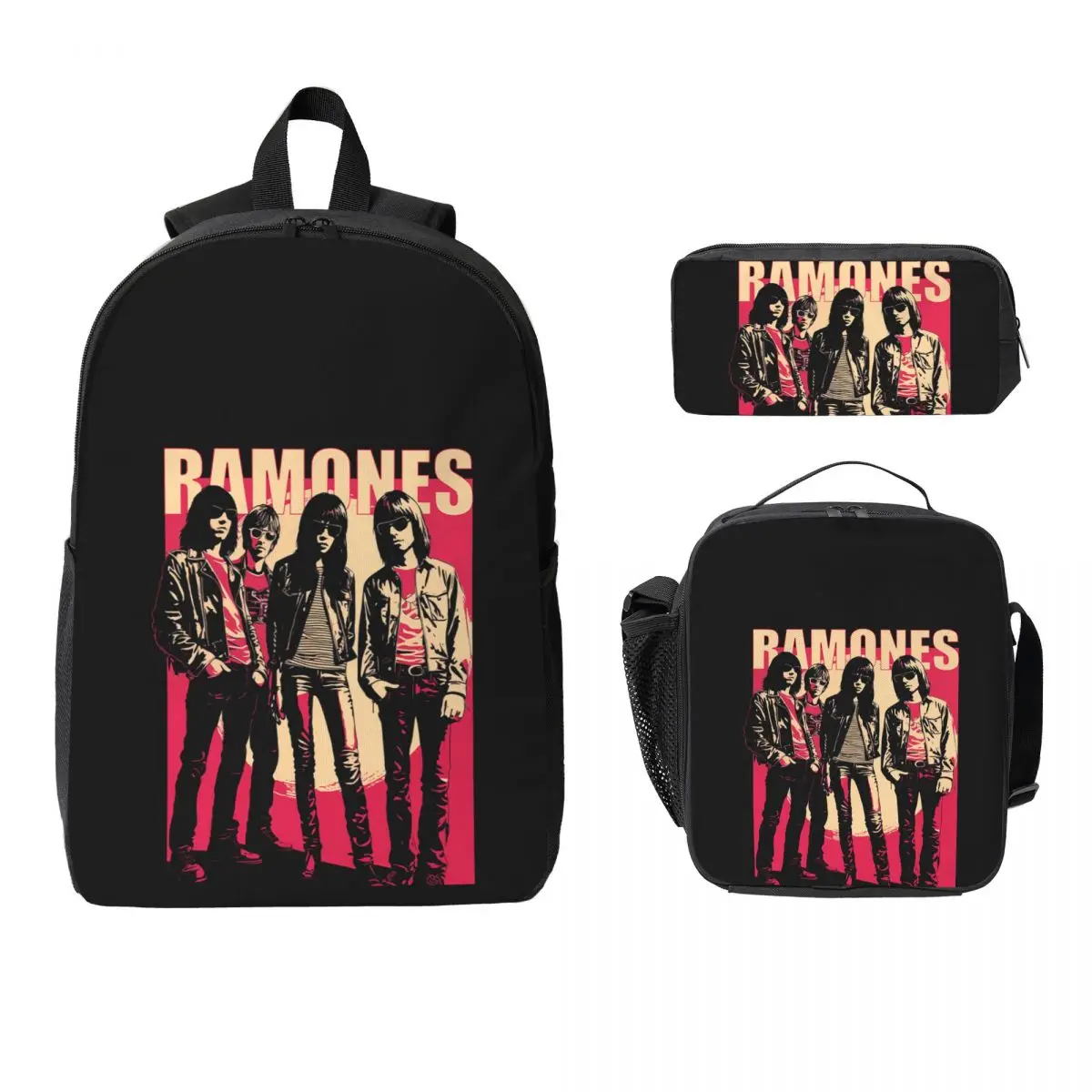 

The Legend Band Ramons Backpack Student Boys Girls BookBag School Bag Laptop Shoulder Bags 3ps Insulated Lunch Bag Pencil Case