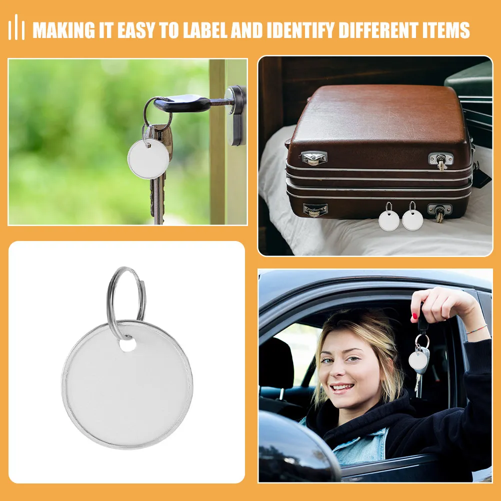 80Pcs Blank Metal Key Tags Round Pendant Style with Strong Split Rings Multipurpose for Keys Organization Labeling DIY Projects