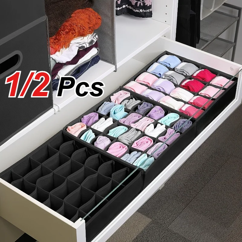 1/2 PCS Sock Underwear Separate Storage Box Foldable Wardrobe Storage Box for Organizing and Storing Socks, Underwear, And Ties