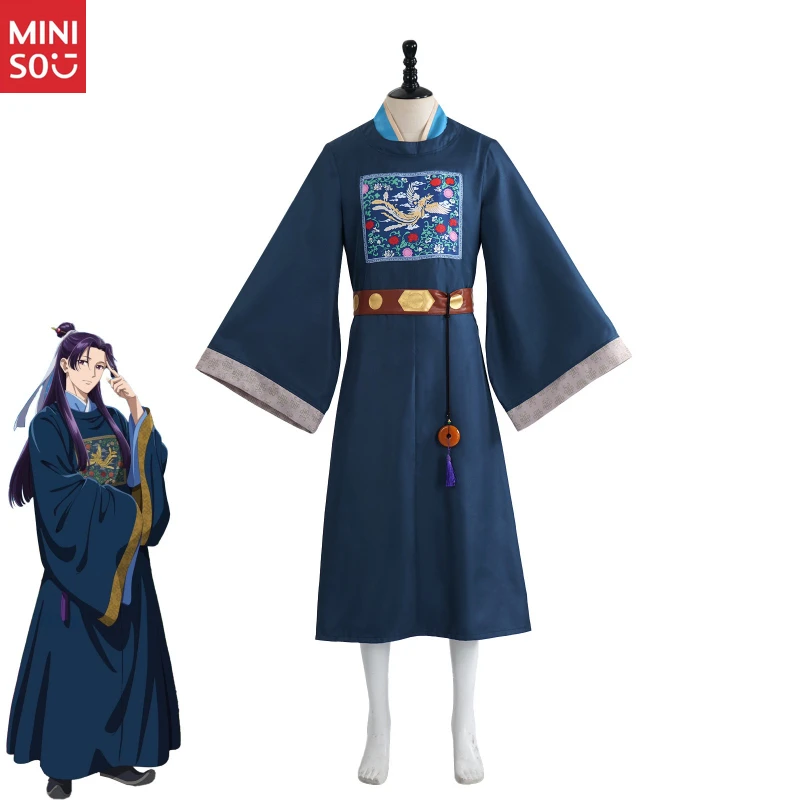 

Miniso The Apothecary Diaries Jinshi Cosplay Costume, Royal Elegant Dark Blue Anime Outfit
