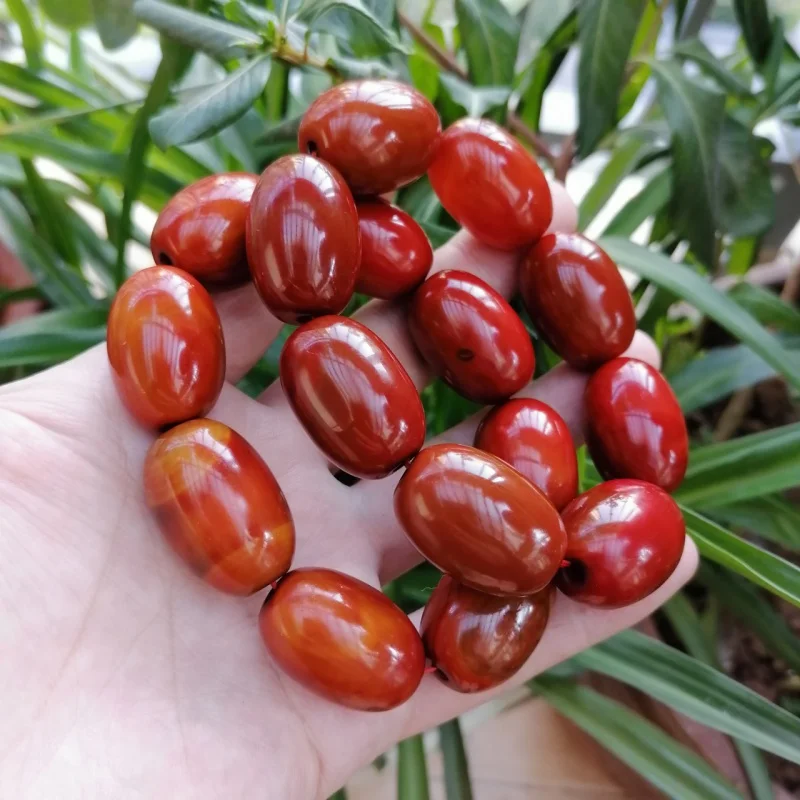 New Xuanhua Shanggu Warring States Red Agate Same Material Oval Bead Bracelet Men's Bracelet Birth Year Agate Bracelet