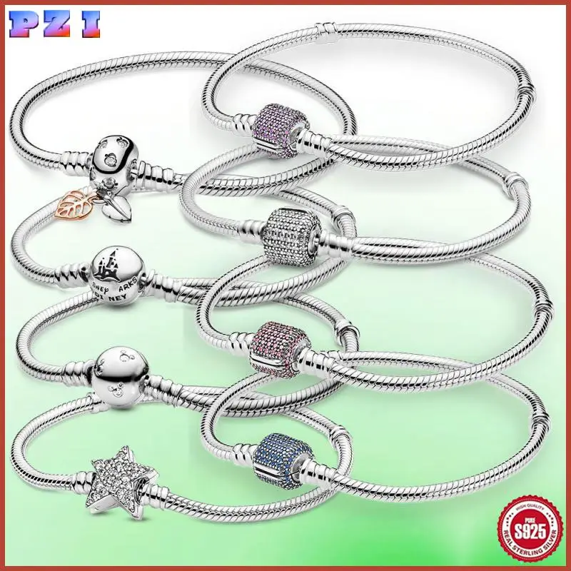 

Original 925 Silver Bracelet For Women Charms Beads Moments Love Heart Pave Crystals Snake Chain Bracelets Diy Jewelry 2025