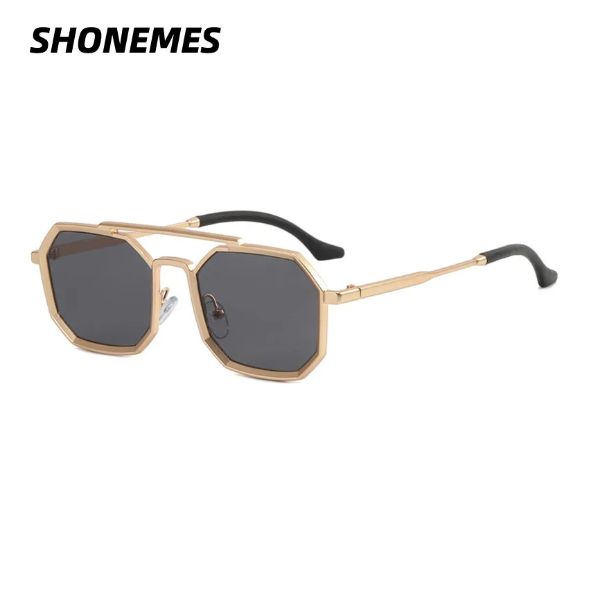 SHONEMES Octagonal Sunglasses Retro Steampunk Double Bridge Shades Outdoor UV400 Sun Glasses for Women Men