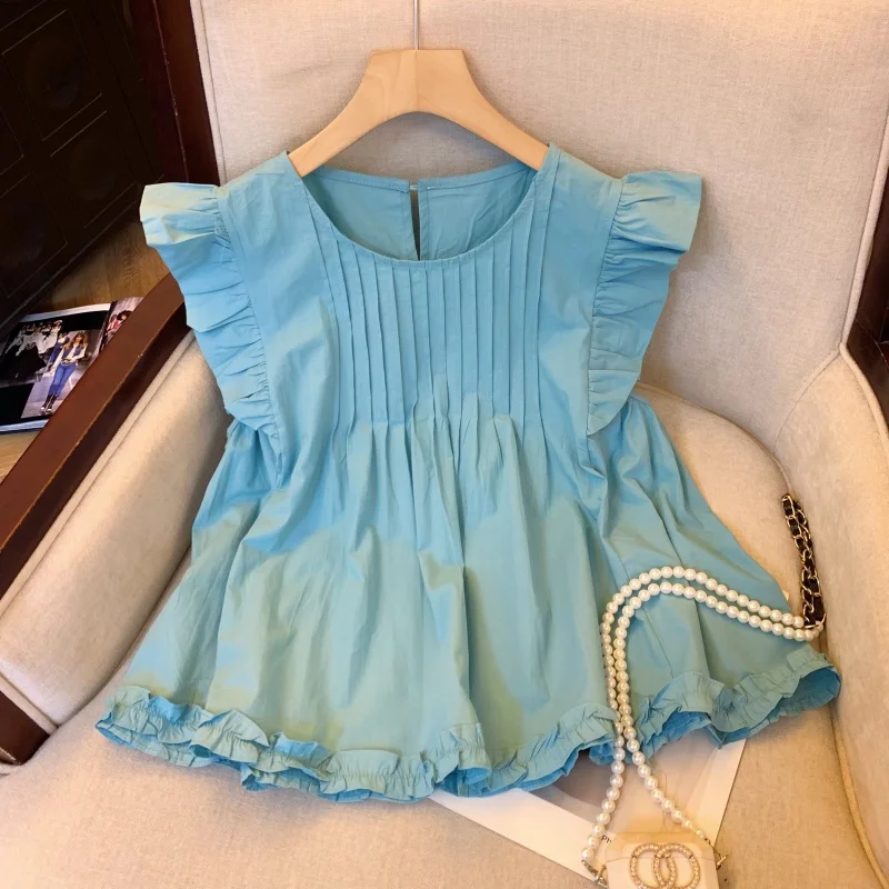 

Женская рубашка с коротким рукавом в милом стиле, свободного кроя, с дизайном в стиле куклы, летний модный топ из хлопка, прямого кроя, для повседневной носки