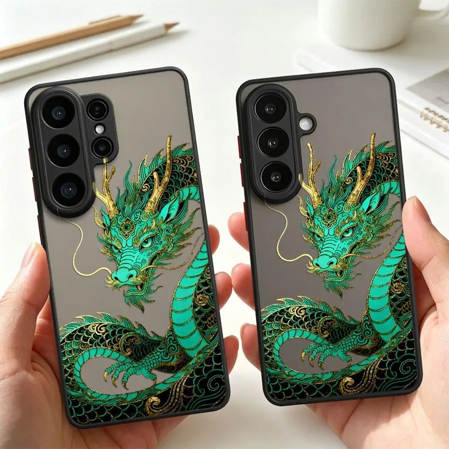 Funda Back Phone Cover Case for Samsung Galaxy S26 S21 S22 S24 Plus S20 FE Note 20 Ultra 10+ S25 Ultra S23 FE Cartoon Green