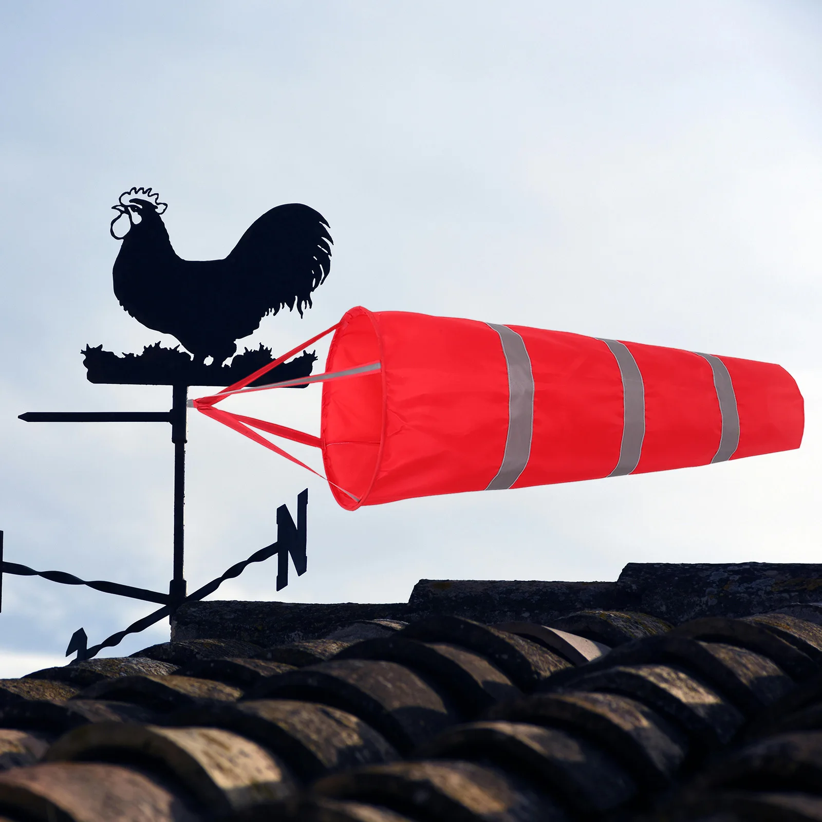 Wind Direction Indicator Flag Weatherproof Rip-Stop Material with Reflective Belt for Outdoor Use Garden Yard Wind Measurement