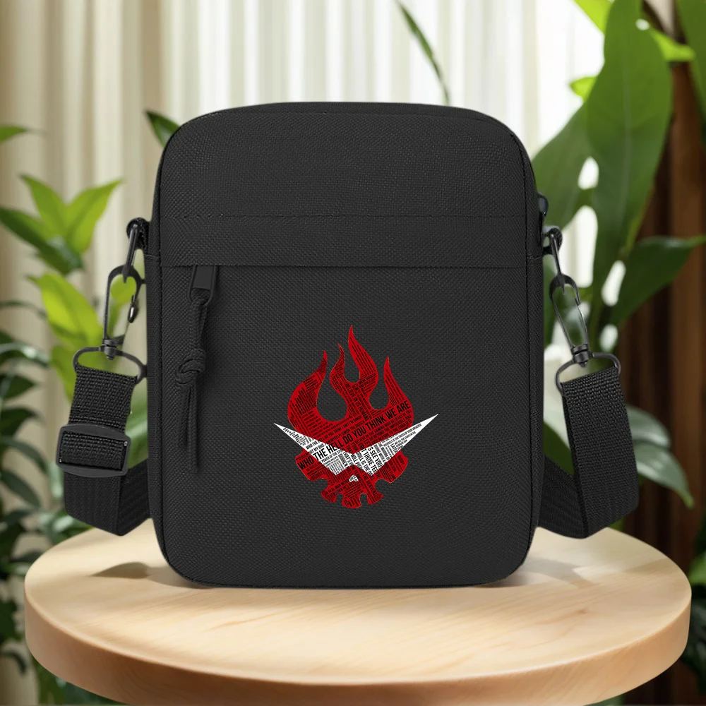Red Flame Skull with words Men Crossbody Bag Single Shoulder Women Cartoon Anime Film Printing Design Unisex