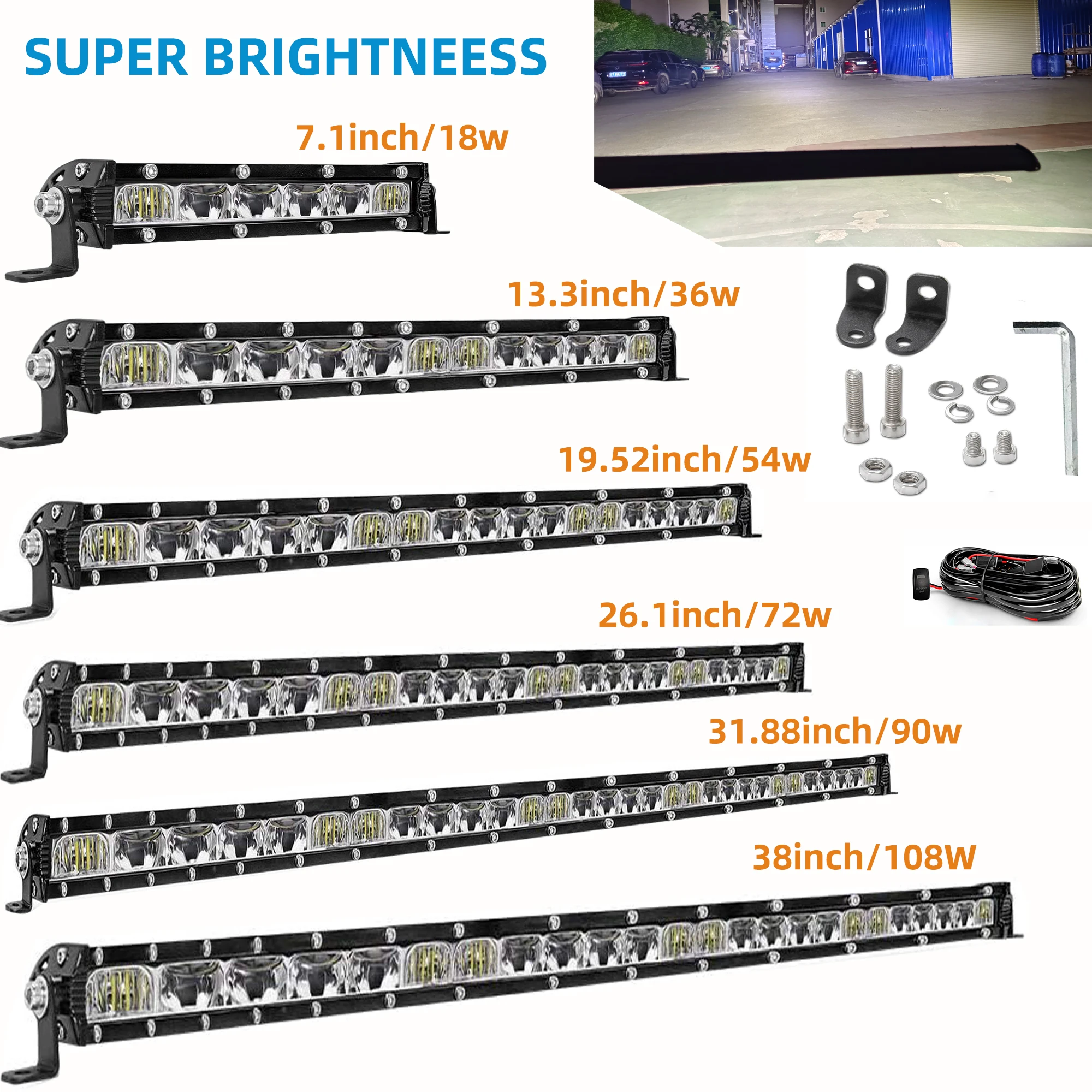 

Slim 7 13 1 26 31 38 50 Inch Spot Flood 4x4 Offroad Led Work Light Bar for Pickup Trucks Boat JEEP SUV ATV Forklift 12V 24V