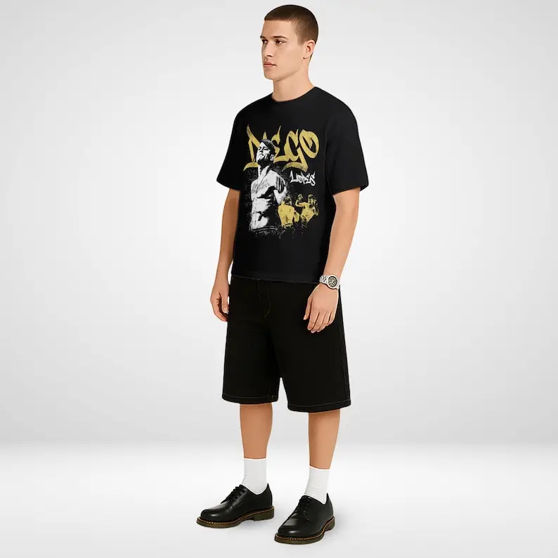 تي شيرت دييغو لوبيس: تي شيرت برسومات القتال بطل القتال الليلية، هدية مروحة من القطن عتيق برقبة دائرية ملابس الشارع الشهير بأكمام قصيرة #6