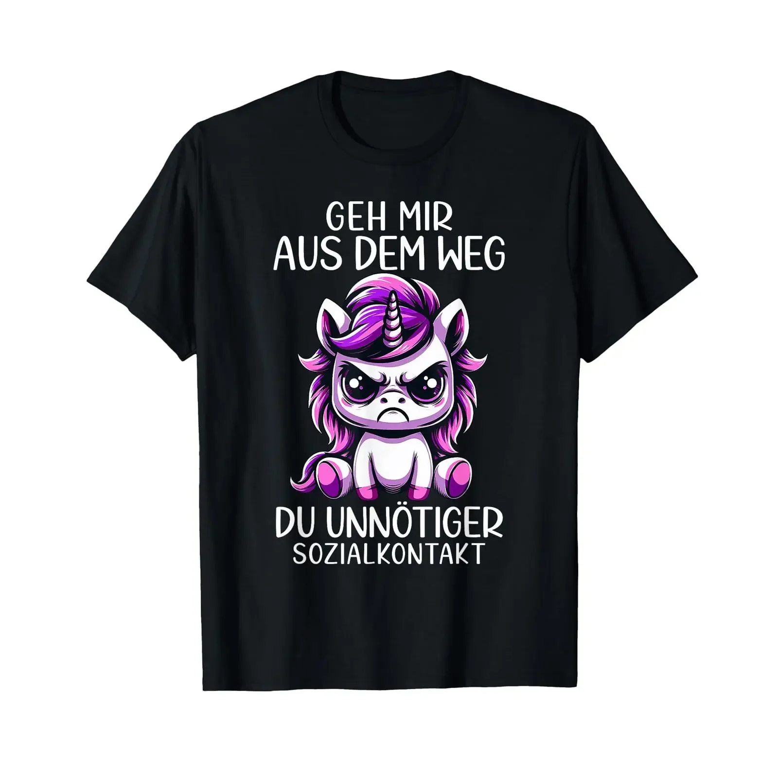 Get out of my way you unnecessary social contact Unicorn T shirt vintage Washed Unisex Versatile Stretched streetwear Casual