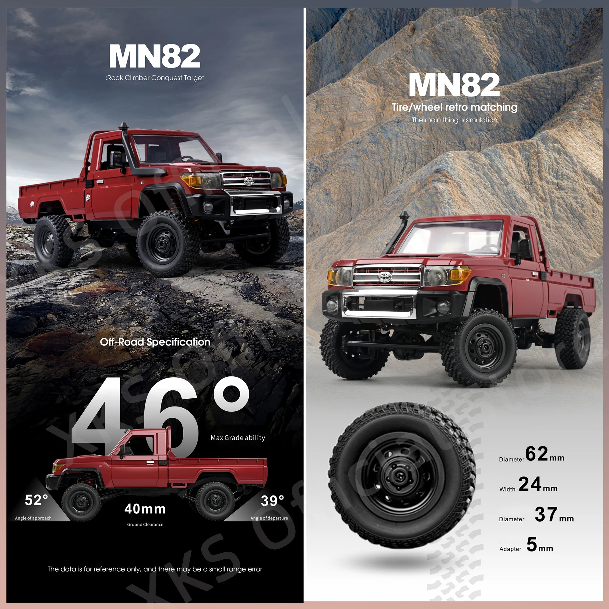 Mn82 Rc Car 1:12 Full Scale 2.4G 4WD 280 Motor Remote Control Off-Road Pickup Truck Model Car for Boys Adult Gifts