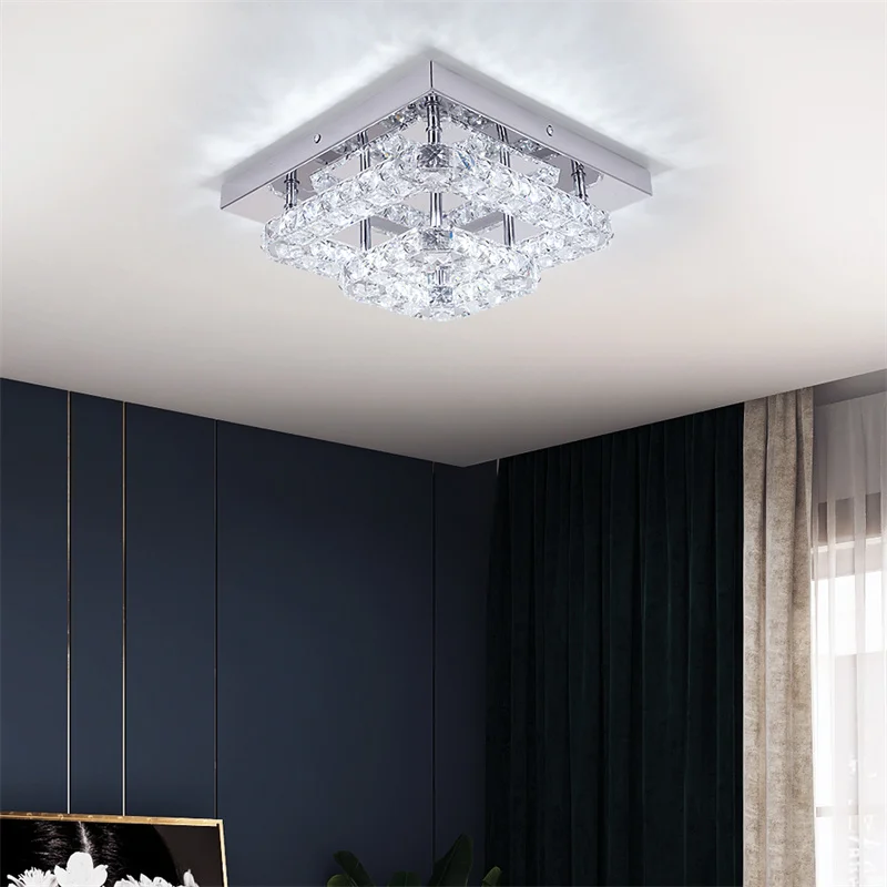 Modern Crystal LED Ceiling Light Plafon Stainless steel Ceiling Lamp Lighting Fixture for Dining Room Luminaria Lustres