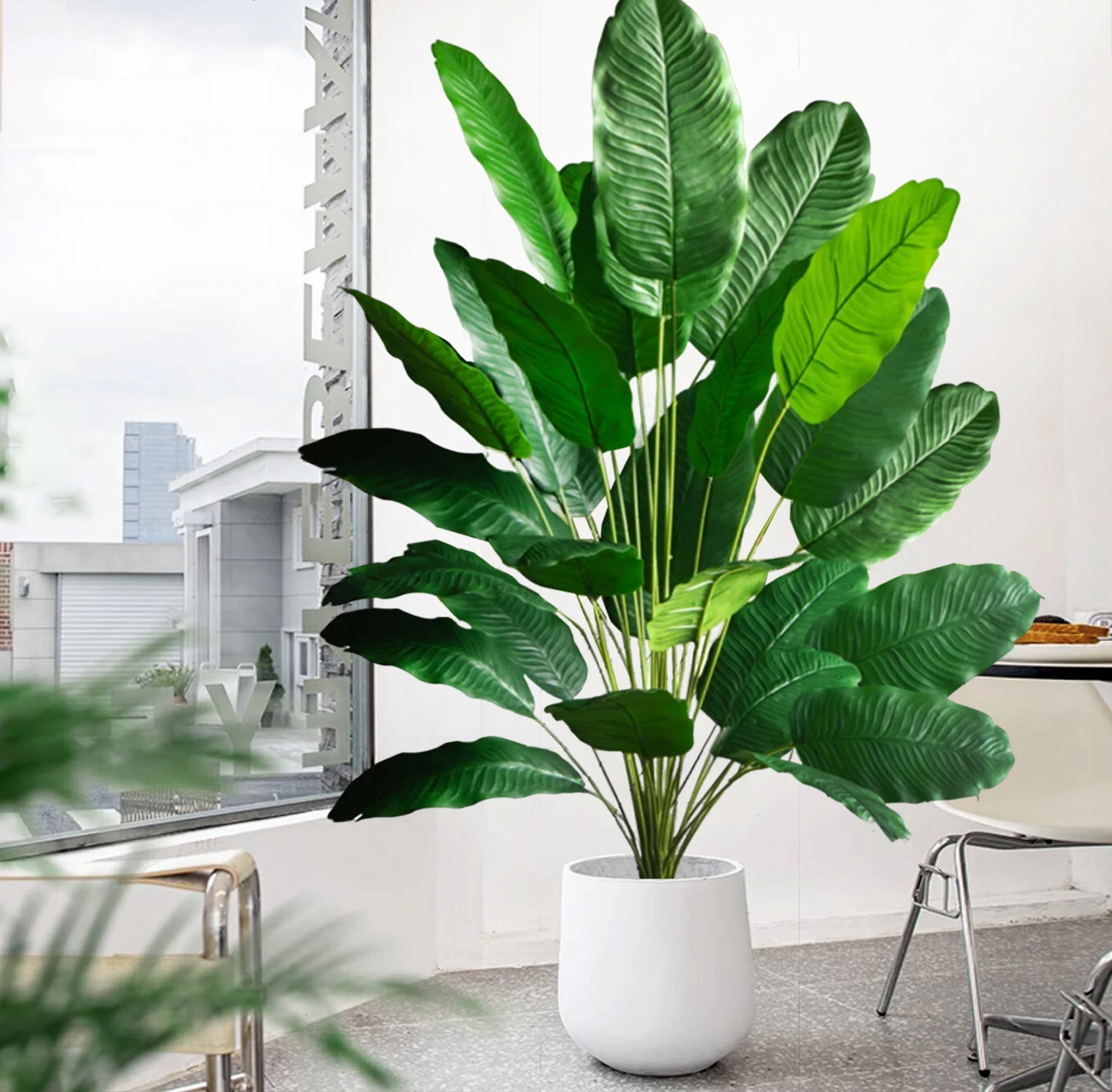 60-120cm Artificial Tropical Palm Tree Fake Banana Plant Leaves Real Touch Strelitzia Plastic Plant for Home Garden