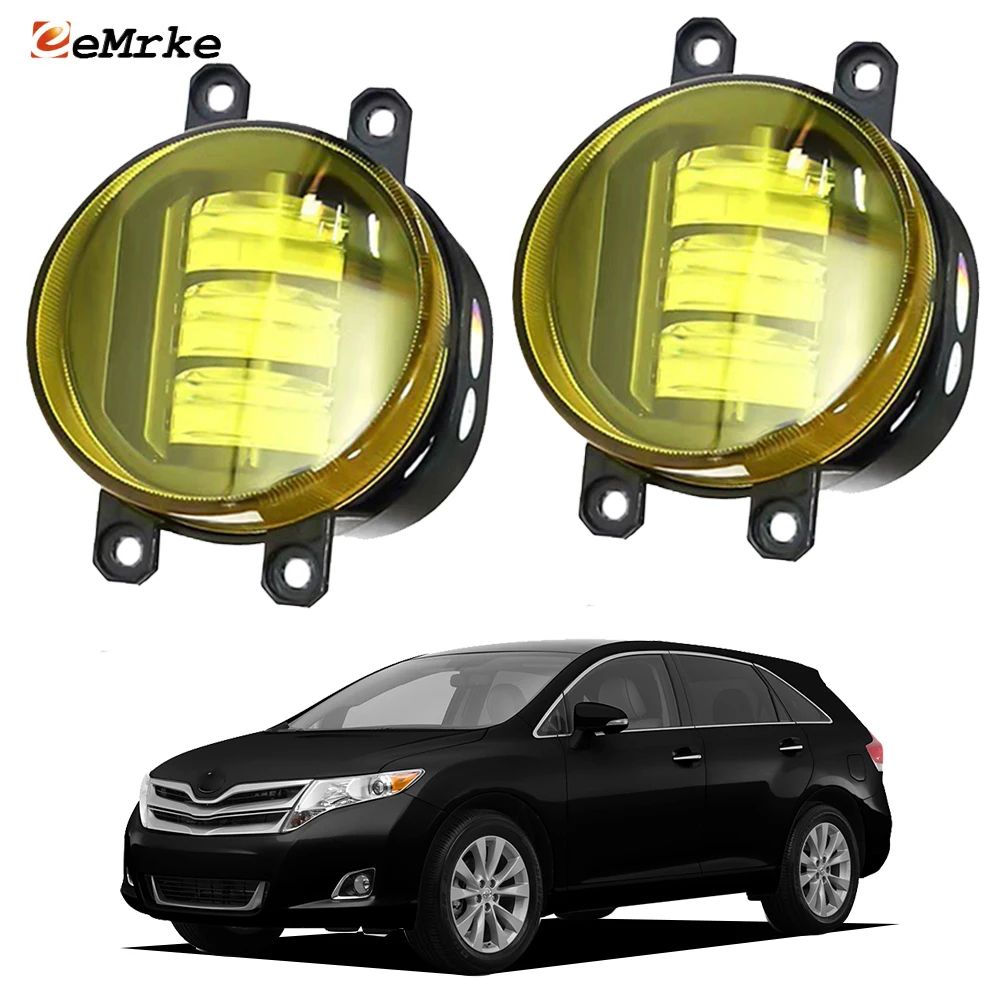 

White & Yellow Fog Light With Lens Add LED Halo DRL Angel Eye Ring for Toyota Venza GGV10/15 2010 2011 2012 2013 2014 2015 2016
