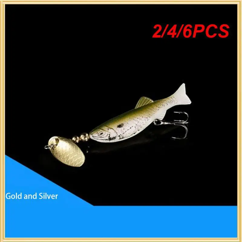 2/4/6PCS 8.6cm Bionic Bait Sharp Hook Fake Bait 5.3g Lure Bait Rotating Sequins Mustard With Hook Streamlined Design