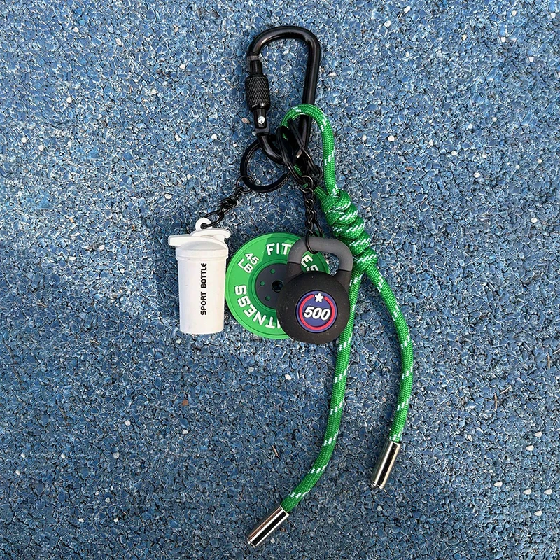 Gym Serie Schlüsselanhänger, handgefertigt, Seil, Schlüsselanhänger, neue Mode, Taschenanhänger, Hantel, Kettlebell, Schlüsselanhänger, Taschenanhänger