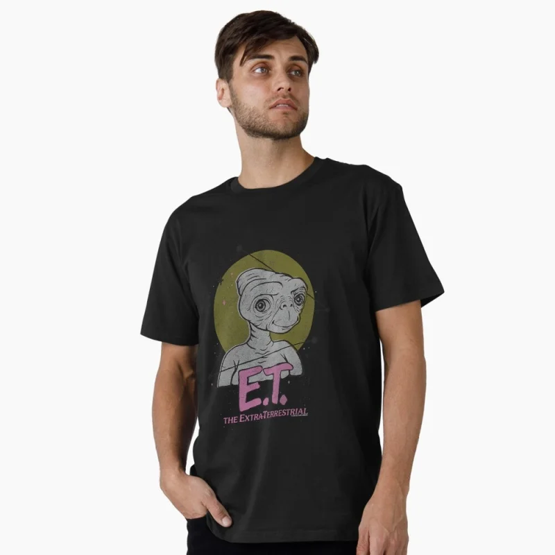 

E.T. The Extra Terrestrial 0403 t shirt Retro Alien Movie Graphic Tee for Sci-Fi Fans 100% cotton printed All size Tops S-6XL