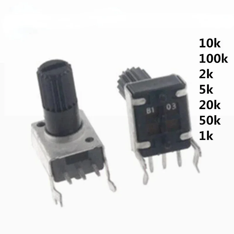 100pcs/lot RV09 Horizontal12.5mm Shaft 5k 10k 50k 100k 0932 Adjustable Resistor 9 Type 3pin Seal Potentiometer