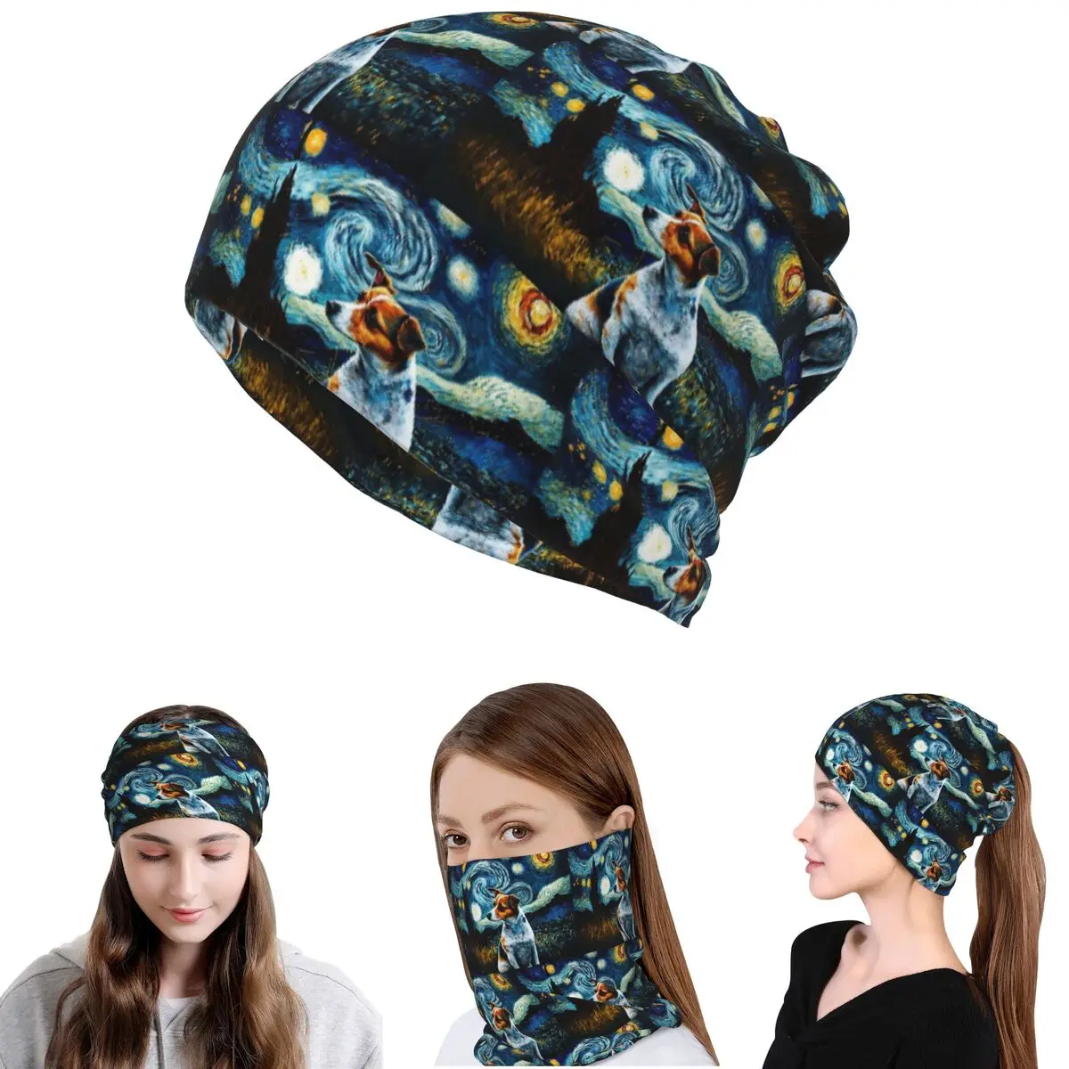 Dog Jack Russell Terrier Pop Art Bandana Neck Gaiter Wrap Scarf Multifunction Balaclava Beanies Hat Unisex Adult Washable