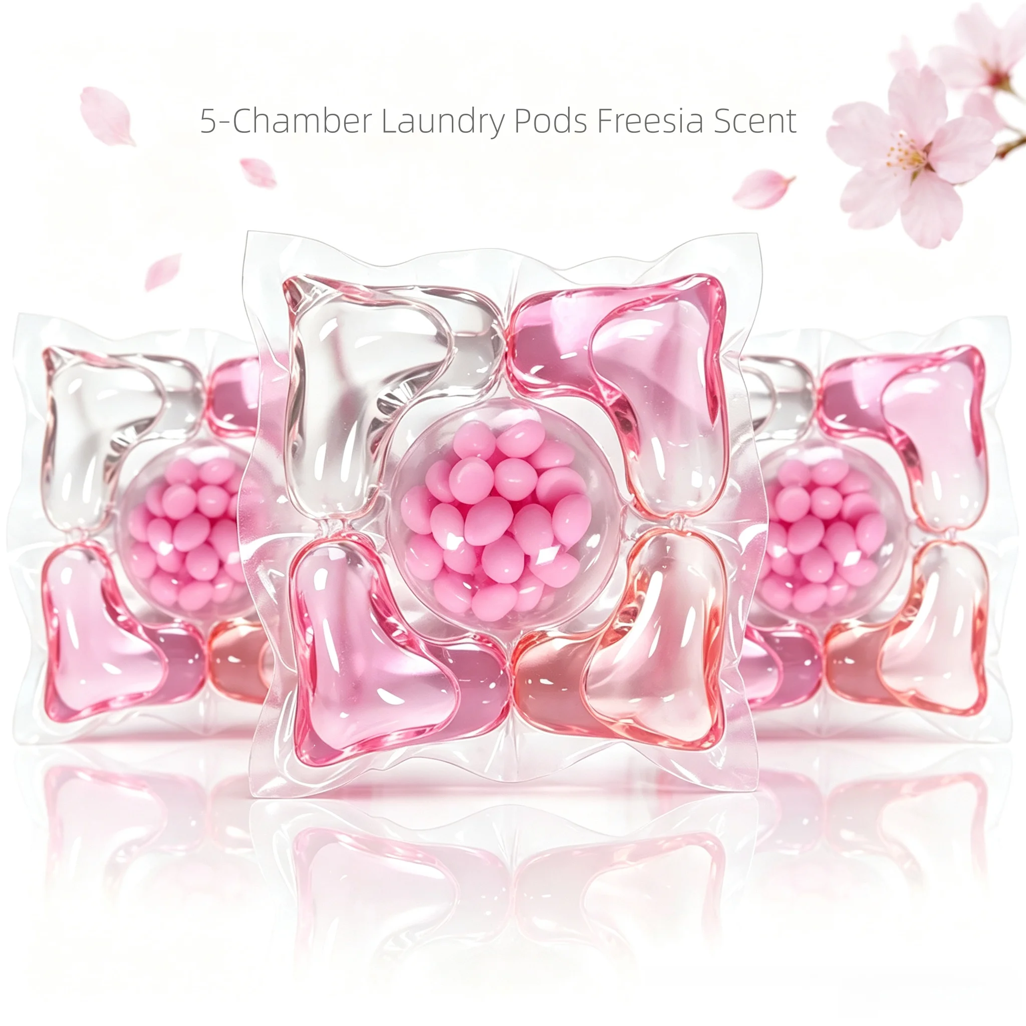 5-in-1 Cherry Blossom Laundry Detergent Pods,30/60pcs  High Efficiency Stain Removal Laundry Capsules, Fresh Scent for Famil