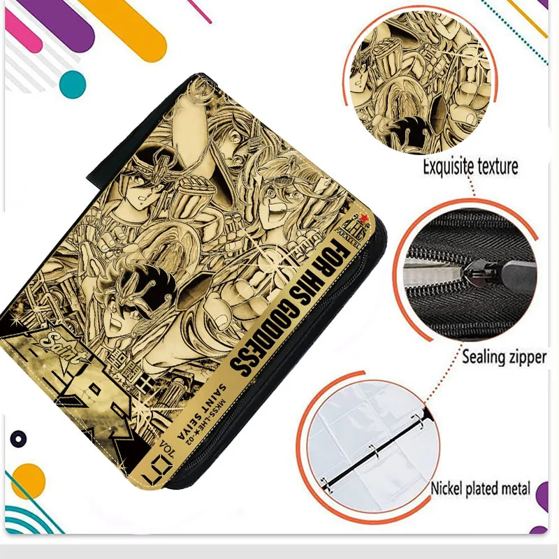 4/9 Pocket Saint Seiya Card Album Collector Book Folder with 50 inner Pages Zipper Anime Trading Game Card Binder Holder