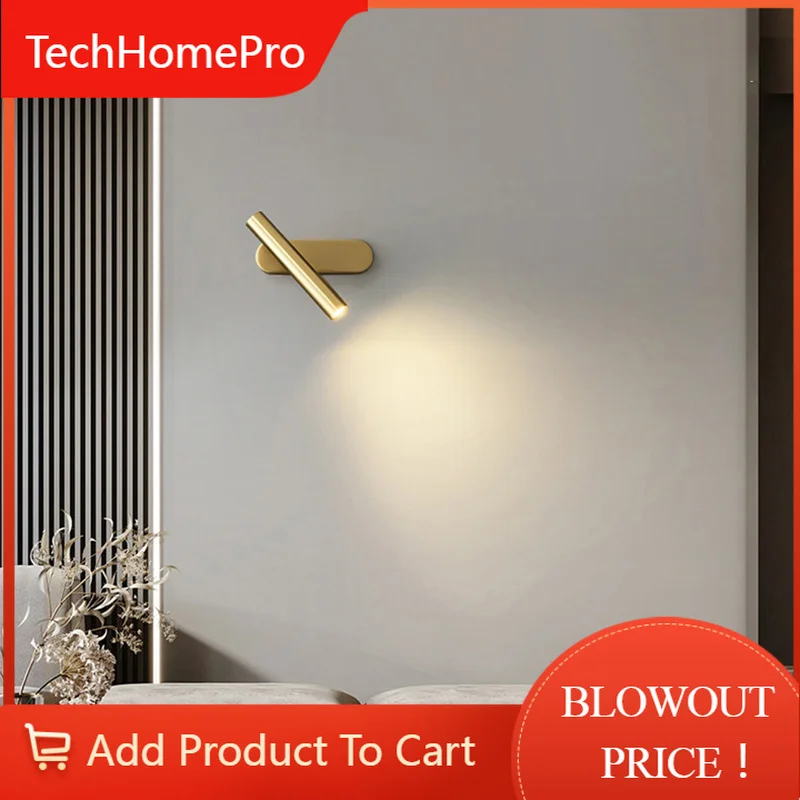 TechHPModern Nordic Fashion Copper Black Coppery LED Decor Wall Light Luxury Bedroom Study Living Room Studio Lighting Fixtures