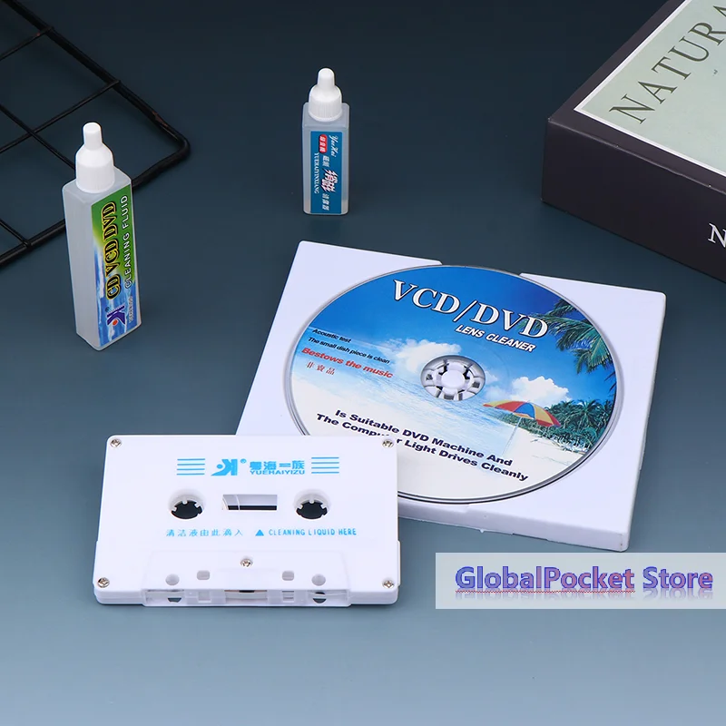 CD VCD DVD Player Lens Cleaner Audio Cassette Tape Head Cleaner Demagnetizer Audio Cassette Tape Player Wet/dry Head Cleaner