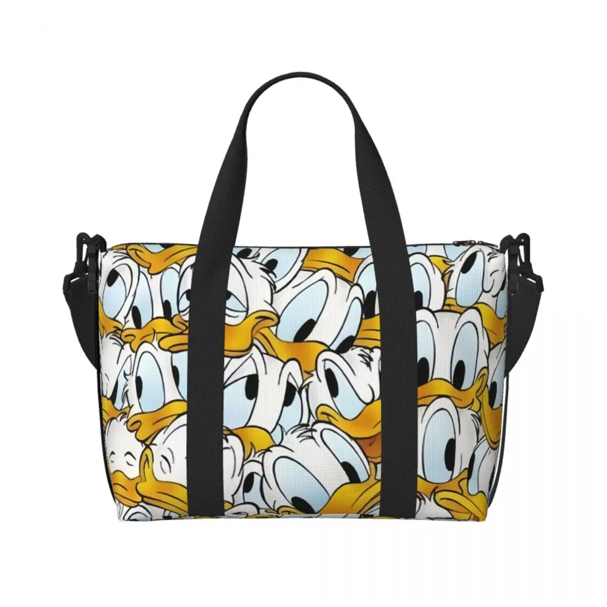 

Custom Cartoon Donald Duck Beach Tote Bag for Women Big Compartment Gym Beach Travel Bags