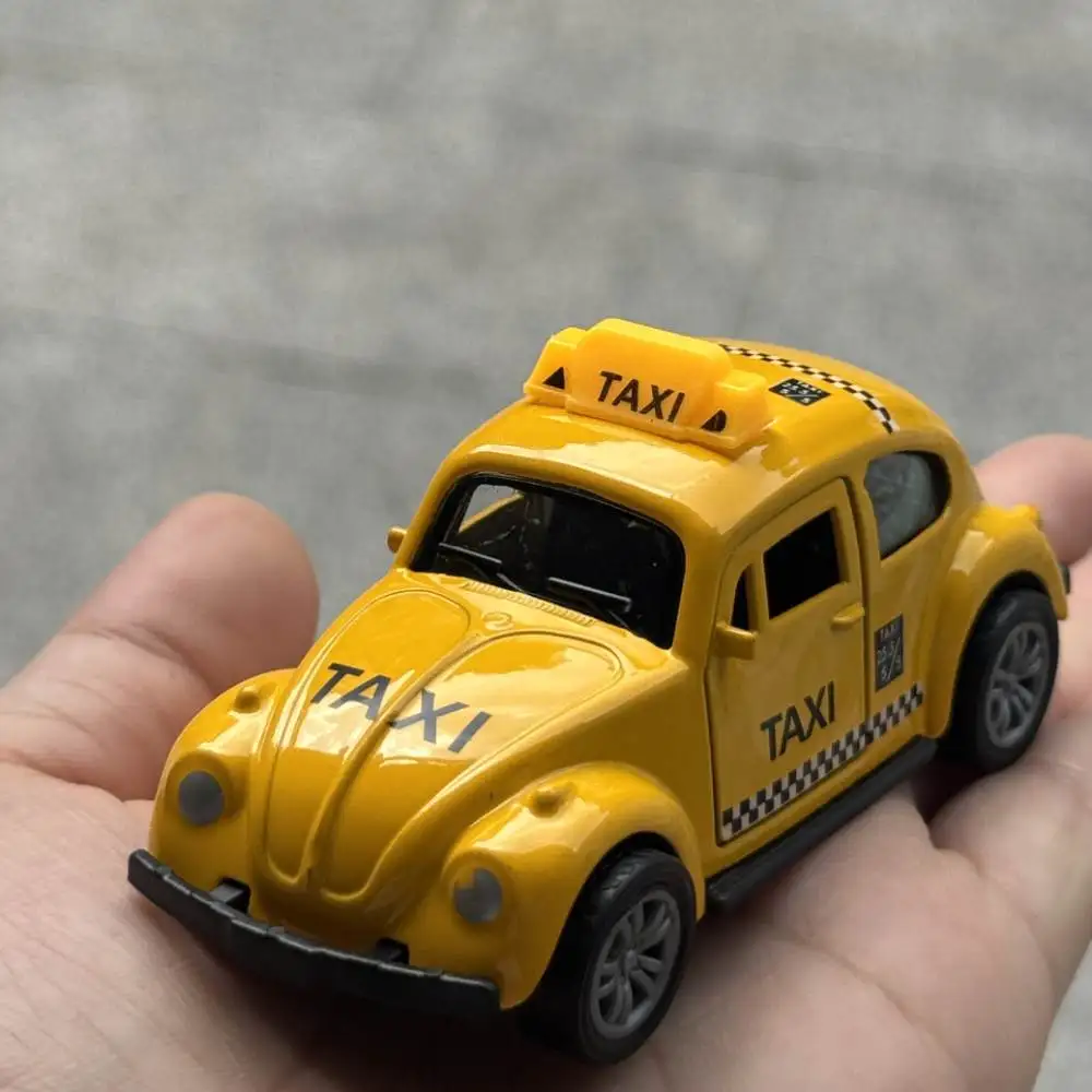 1/43 Alloy Taxi Car Model Mini Simulation Pull-Back Diecast Beetle Classic Vehicles Model Boy Kids Toy Collection Car Ornament
