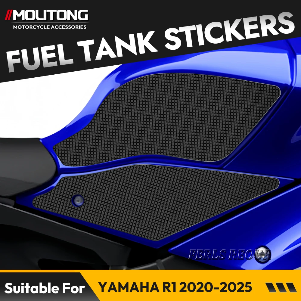 For YAMAHA R1 2020-2025 Fuel Tank Decal Rubber Black Anti Slip Motorcycle Gas Tank Protector Anti Scratch Pad Guard