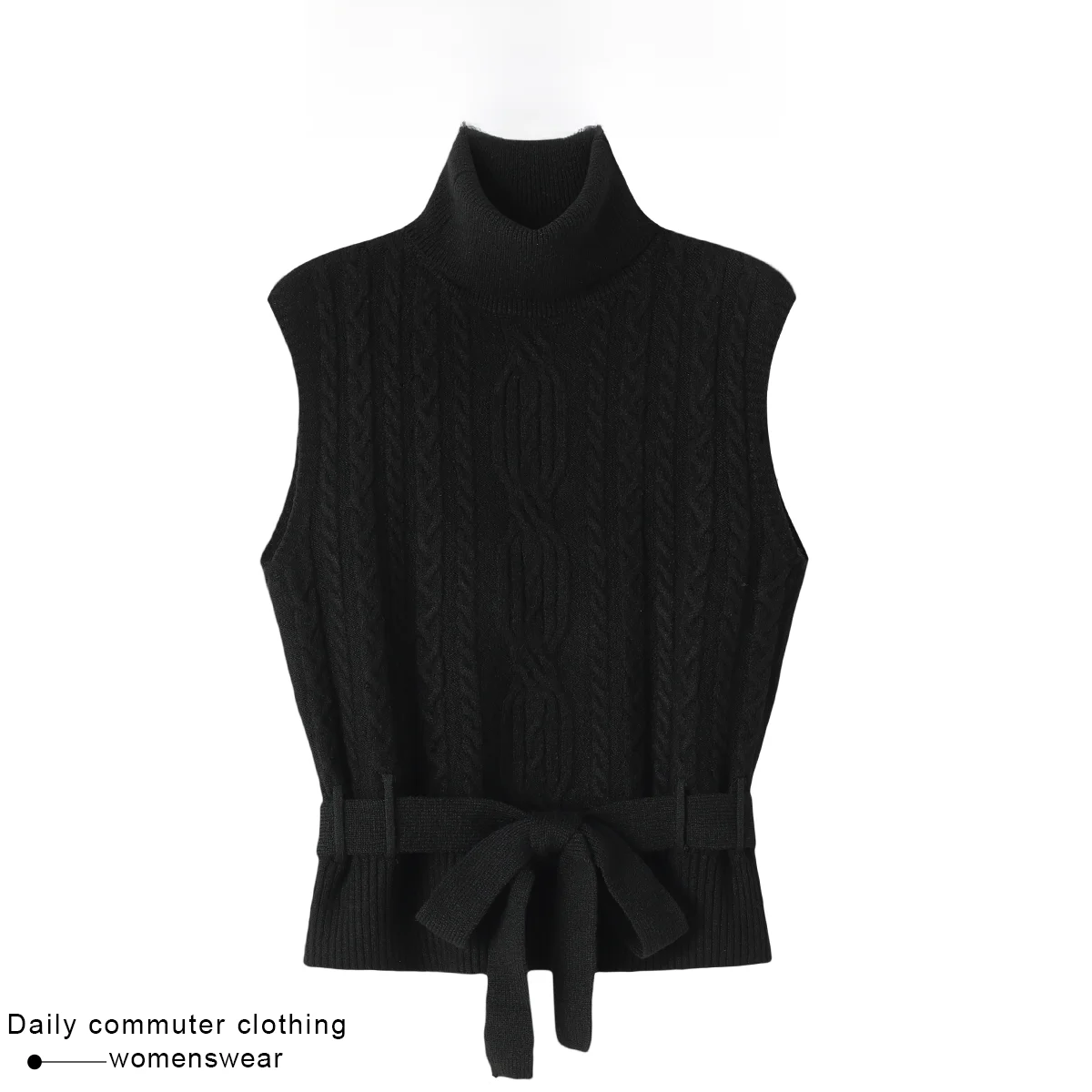 Korean Style High Collar Knitted Vest Women's Winter Slim Fit Base Layer Shirt Sleeveless Tank Top Cotton Standard Fit