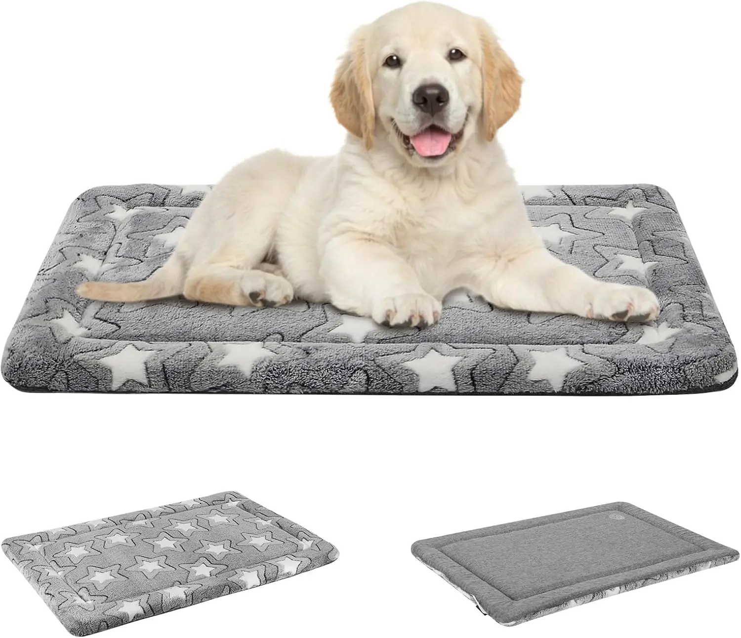 Reversible Dog Crate Pad - Cool & Warm Kennel Mat, Machine Washable, Cozy Star Pattern Pet Bed for Small Medium Large Dogs